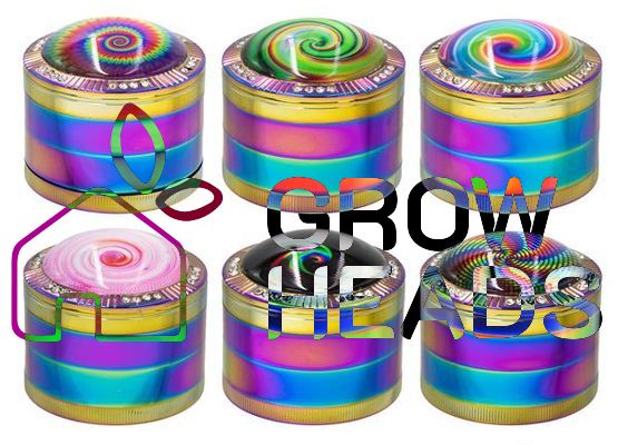 Metall Grinder / Pollinator 4 teilig, 63mm, 56mm hoch, Rainbow "Psychedelic"